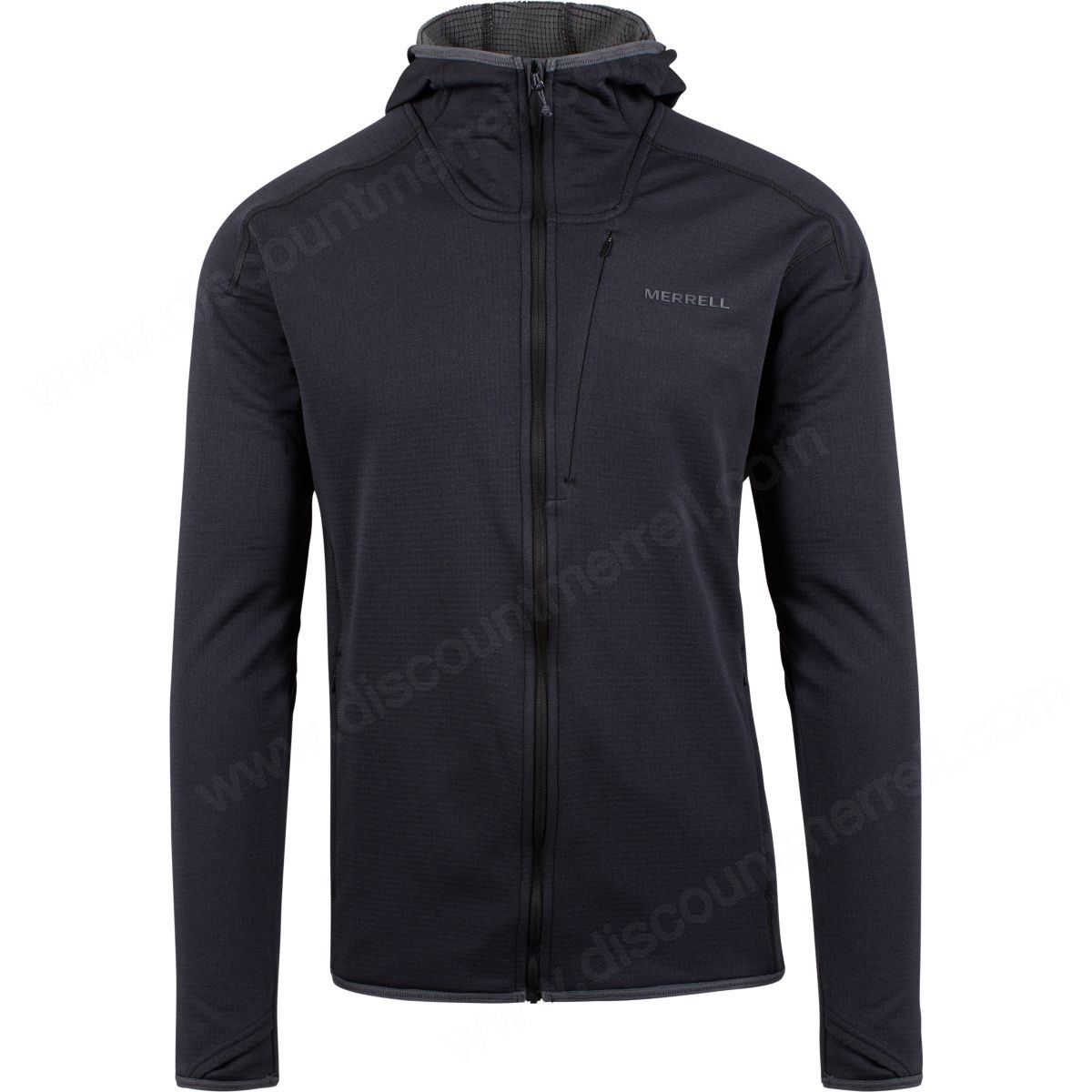 Merrell Mens's Midweight Long Sleeve Full Zip Mid-Layer With Drirelease® Fabric Black Heather - -0