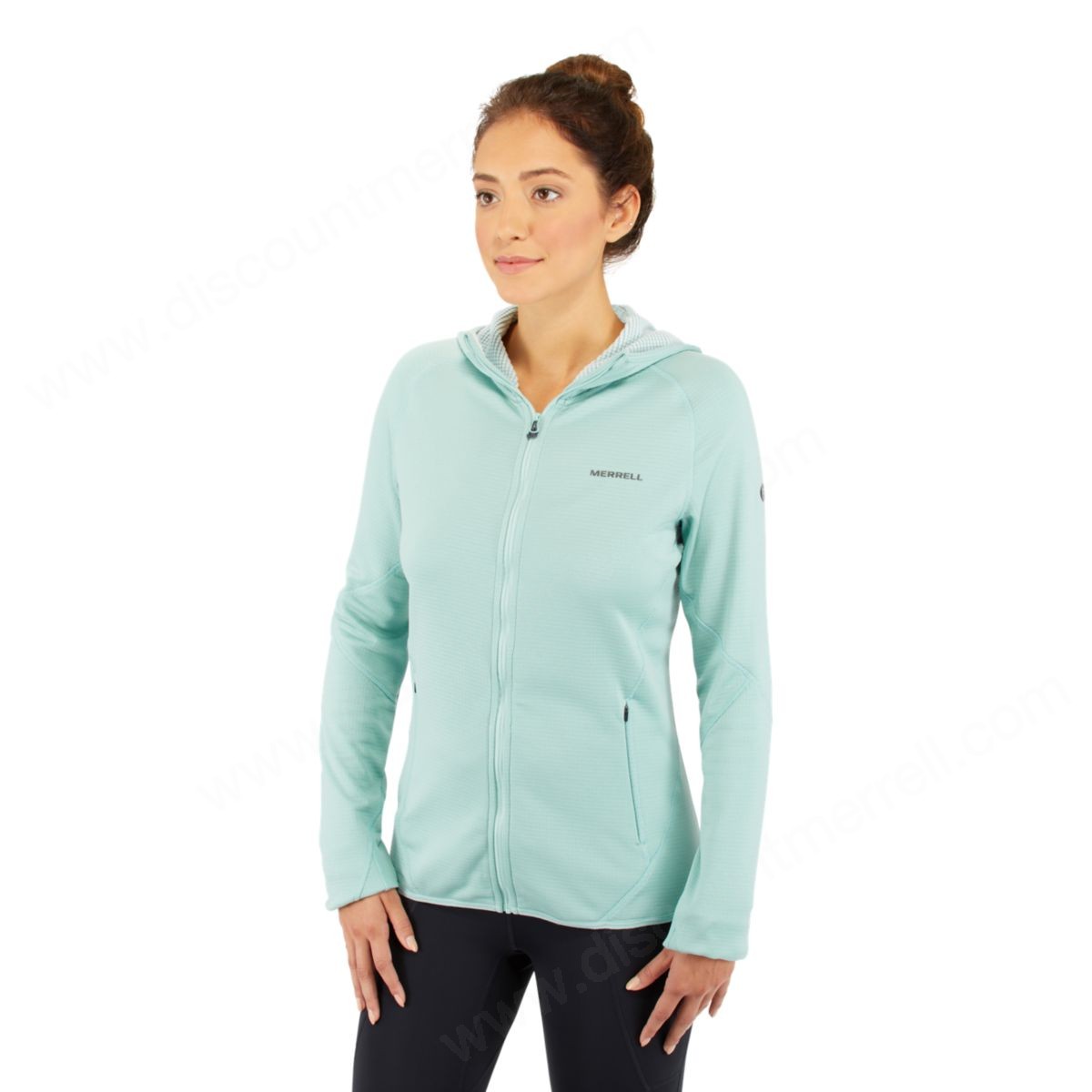 Merrell Women's Midweight Long Sleeve Full Zip Mid-Layer With Drirelease® Fabric Aquifer Heather - -2