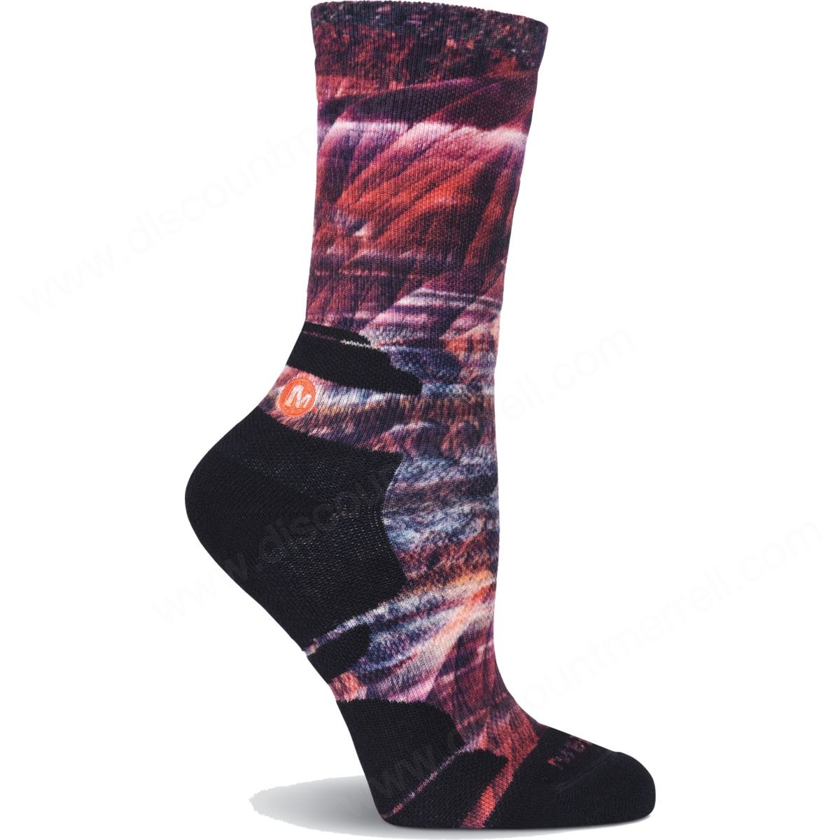 Merrell Women's Striation Printed Crew Sock Persion Red - -0