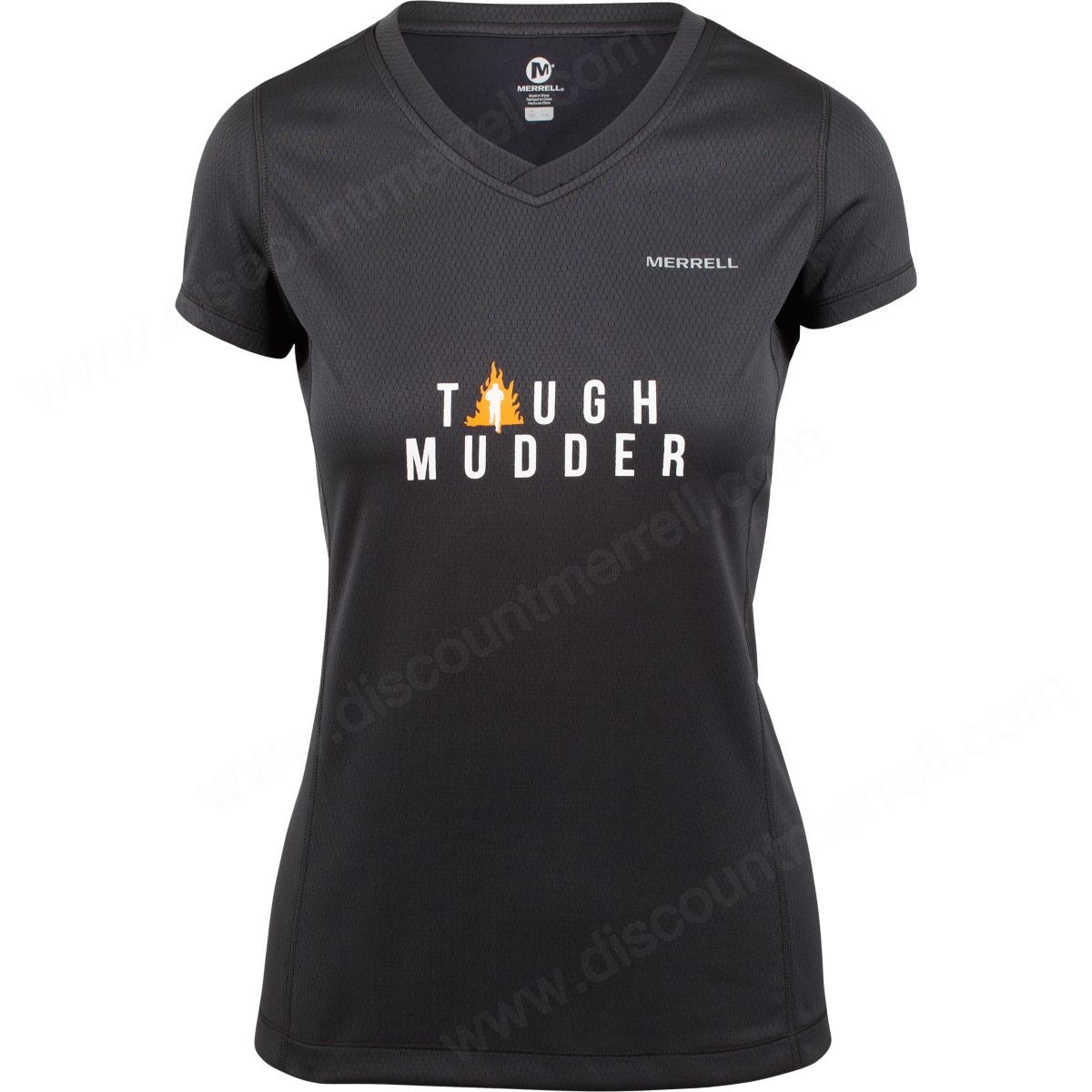 Merrell Woman's Tough Mudder Fastrex Short Sleeve Tech Shirt Black/white - -0